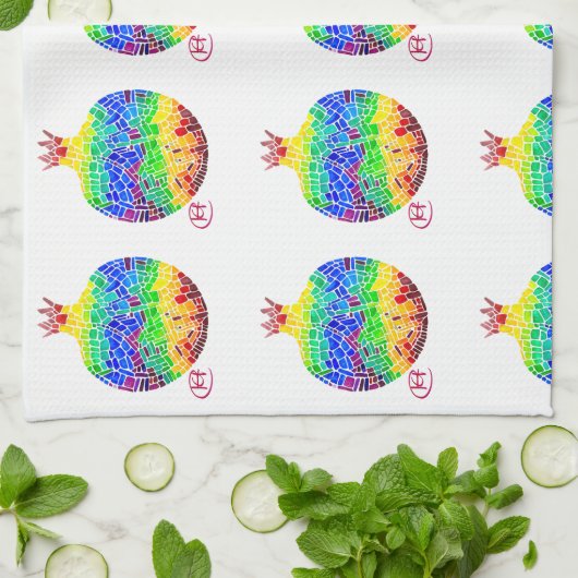 Mozaïek granaatappel keukenhanddoek (Gevouwen)