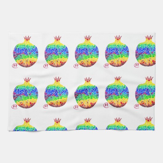 Mozaïek granaatappel keukenhanddoek (Horizontaal)