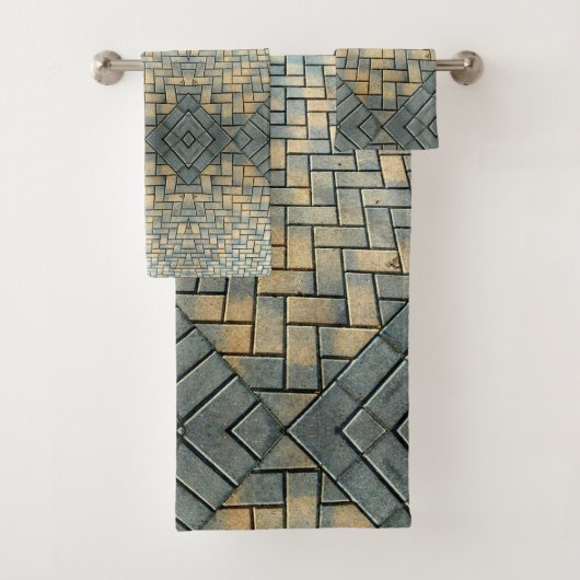 Mozaïek Grijs en Mosterdbaksteen Bad Handdoek (Insitu)
