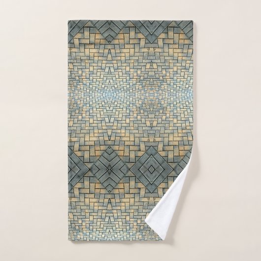 Mozaïek Grijs en Mosterdbaksteen Bad Handdoek (Handdoek)