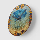 Mozaïek groen blauw bloemmotief klok (Hoek)