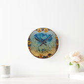 Mozaïek groen blauw bloemmotief klok (Huis)