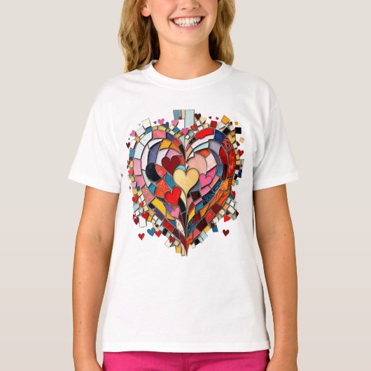 Mozaïek Hart van Liefde T-shirt (Voorkant)