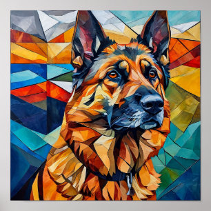 Mozaïek Hond Portret Duitse Herdershond Moderne Wa Poster