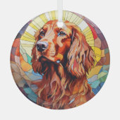 Mozaïek Ierse setter hond gekleurd Glas Ornament (Voorkant)