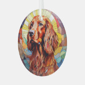 Mozaïek Ierse setter hond gekleurd Glas Ornament (Voorkant links)