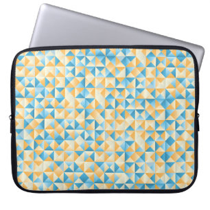 Mozaïek in blauw en oranje laptop sleeve