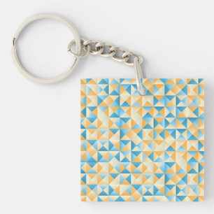 Mozaïek in blauw en oranje sleutelhanger