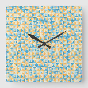 Mozaïek in blauw en oranje vierkante klok