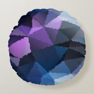 Mozaïek in blauw en roze kleuren rond kussen