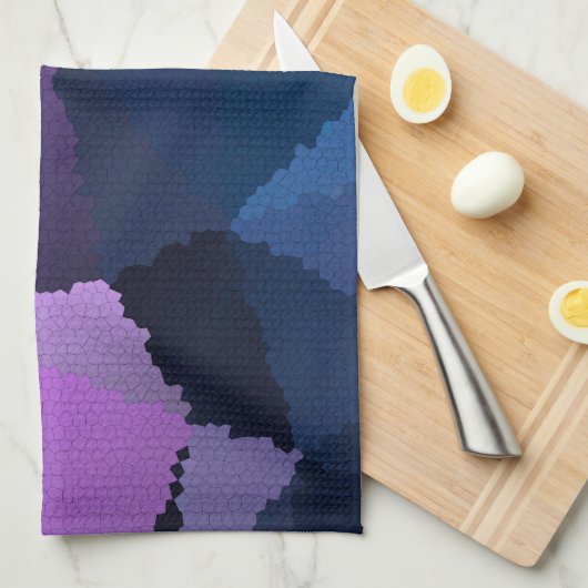 Mozaïek in blauw en roze kleuren theedoek (Quarter Fold)