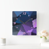 Mozaïek in blauw en roze kleuren vierkante klok (Huis)