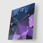 Mozaïek in blauw en roze kleuren vierkante klok (Hoek)