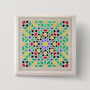 Mozaïek in de dado aan de oostzijde van de toren vierkante button 5,1 cm