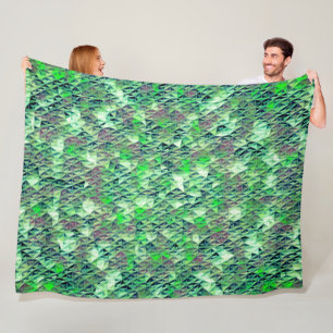 Mozaïek in groene driehoeken met verlooptonen fleece deken