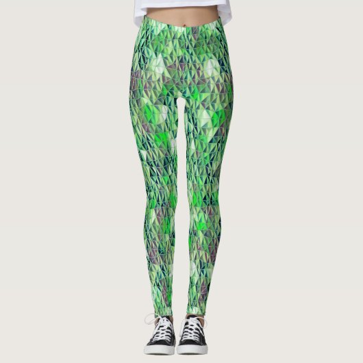 Mozaïek in groene driehoeken met verlooptonen leggings (Voorkant)