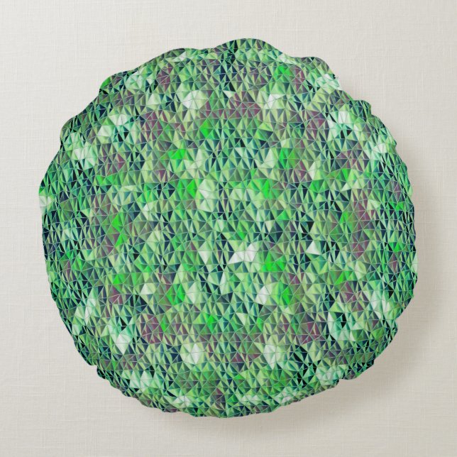 Mozaïek in groene driehoeken met verlooptonen t rond kussen (Achterkant)