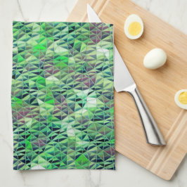 Mozaïek in groene driehoeken met verlooptonen theedoek