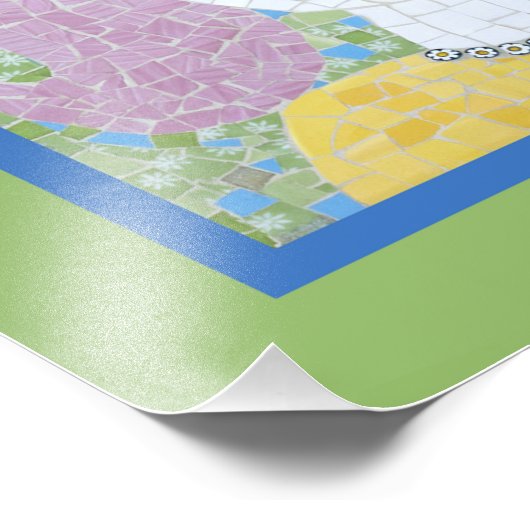 Mozaïek - Ingrid met Groene & Blauwe Grens Foto Afdruk (Hoek)