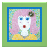 Mozaïek - Ingrid met Groene & Blauwe Grens Foto Afdruk (Voorkant)