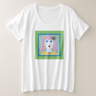 Mozaïek - Ingrid met Groene & Blauwe Grens Grote Maat T-shirt