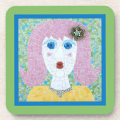 Mozaïek - Ingrid met Groene & Blauwe Grens Onderzetter (Voorkant)