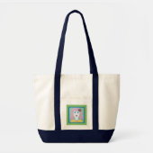 Mozaïek - Ingrid met Groene & Blauwe Grens Tote Bag (Voorkant)