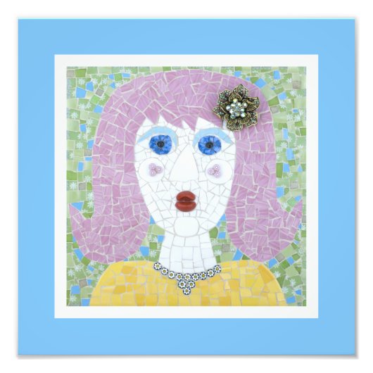 Mozaïek - Ingrid met Turquoise & Ivory Border Foto Afdruk (Voorkant)