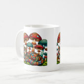 Mozaïek Kat in Paddenstoelen Koffiemok (Voorkant links)