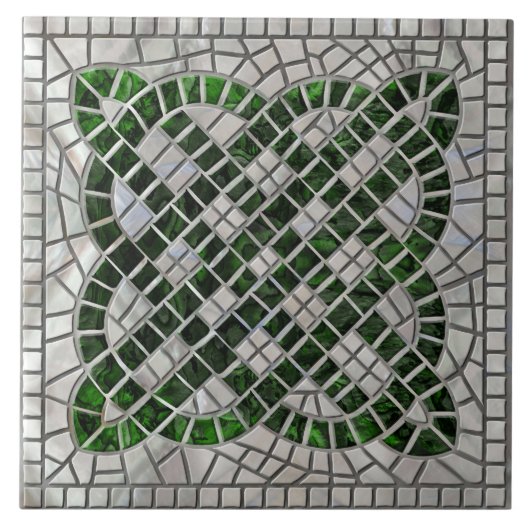 Mozaïek Keltische knoop - Abalone Shell en Pearl Tegeltje (Voorkant)