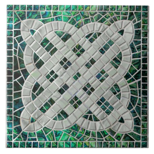 Mozaïek Keltische knoop - Abalone Shell en Pearl Tegeltje (Voorkant)