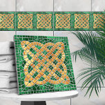 Mozaïek Keltische knoop - groen marmer en goud Tegeltje<br><div class="desc">Mozaïek Keltische knoop - groen marmer en goud</div>