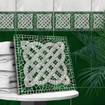 Mozaïek Keltische knoop - groen marmer en parel Tegeltje<br><div class="desc">Mozaïek Keltische knoop - groen marmer en parel</div>