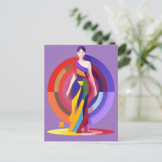 Mozaïek, kleurrijk, vrouwelijk, vectorontwerp briefkaart (Staand voorkant)