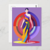 Mozaïek, kleurrijk, vrouwelijk, vectorontwerp briefkaart (Voorkant / Achterkant)