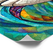 Mozaïek Kleurrijke Haai in Koraalrif Illustratie Poster (Hoek)