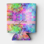 Mozaïek Kleurrijke Regenboog Roze Blauw Abstract F Blikjeskoeler (Voorkant)