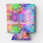 Mozaïek Kleurrijke Regenboog Roze Blauw Abstract F Blikjeskoeler (Achterkant)