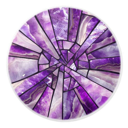Mozaïek Kunst - Amethist collage Keramische Knop (Voorkant)