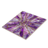 Mozaïek Kunst - Amethist en goud Tegeltje (Zijkant)