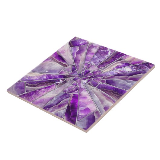 Mozaïek Kunst - Amethist en Parel Tegeltje (Zijkant)