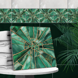 Mozaïek Kunst - Dromerig Malachiet Tegeltje