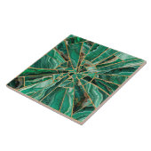 Mozaïek Kunst - Groen Marmer Malachiet en goud Tegeltje (Zijkant)