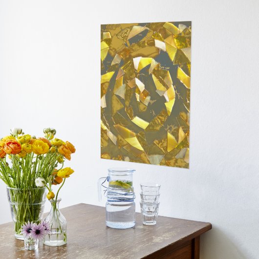 Mozaïek Labyrint Spiegel Gouden Folie Print (Laag (Keuken))