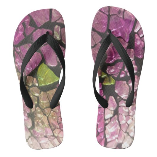 Mozaïek lavendel groene roze stenen teenslippers (Voetbed)