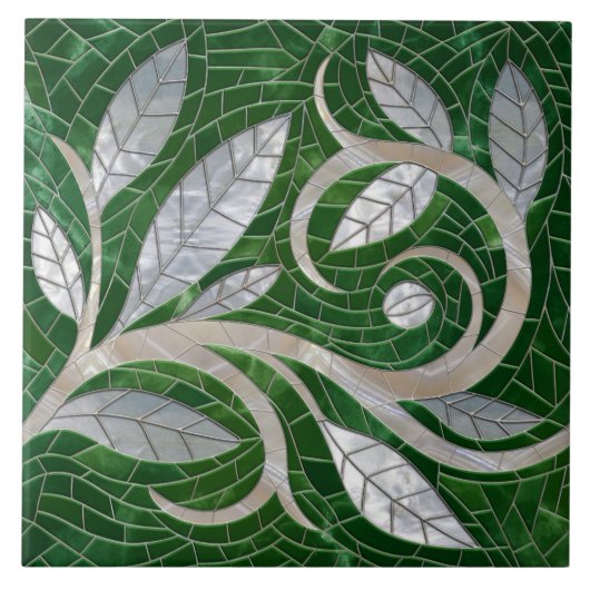 Mozaïek Leaf Swirl ornament Tegeltje (Voorkant)