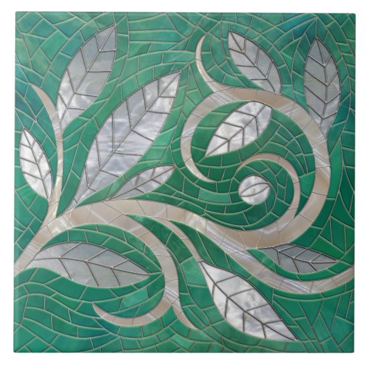 Mozaïek Leaf Swirl ornament Tegeltje (Voorkant)