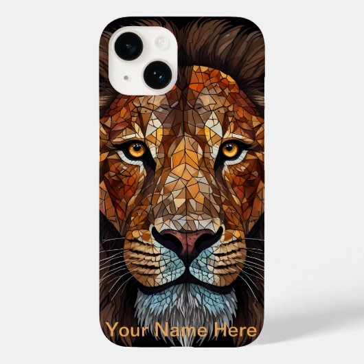 Mozaïek Leeuw Glas-in-Lood Portret Case-Mate iPhone Case (Achterkant)