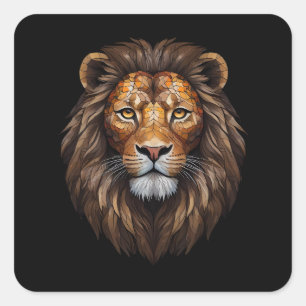 Mozaïek Leeuw Portret gebrandschilderd glas effect Vierkante Sticker