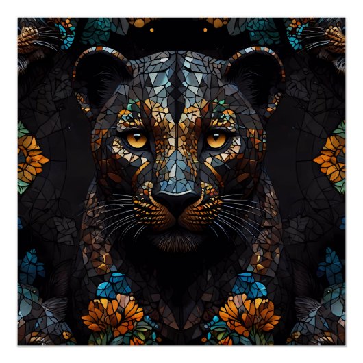 Mozaïek Leopard Majesteit Perfect Poster (Voorkant)
